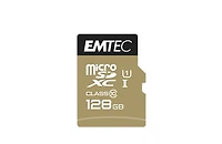 Carte à mémoire SD + adaptateur CL10 U1 d'Emtec de 128 Go de la collection d'or EMTEC MSD U1 128Go
