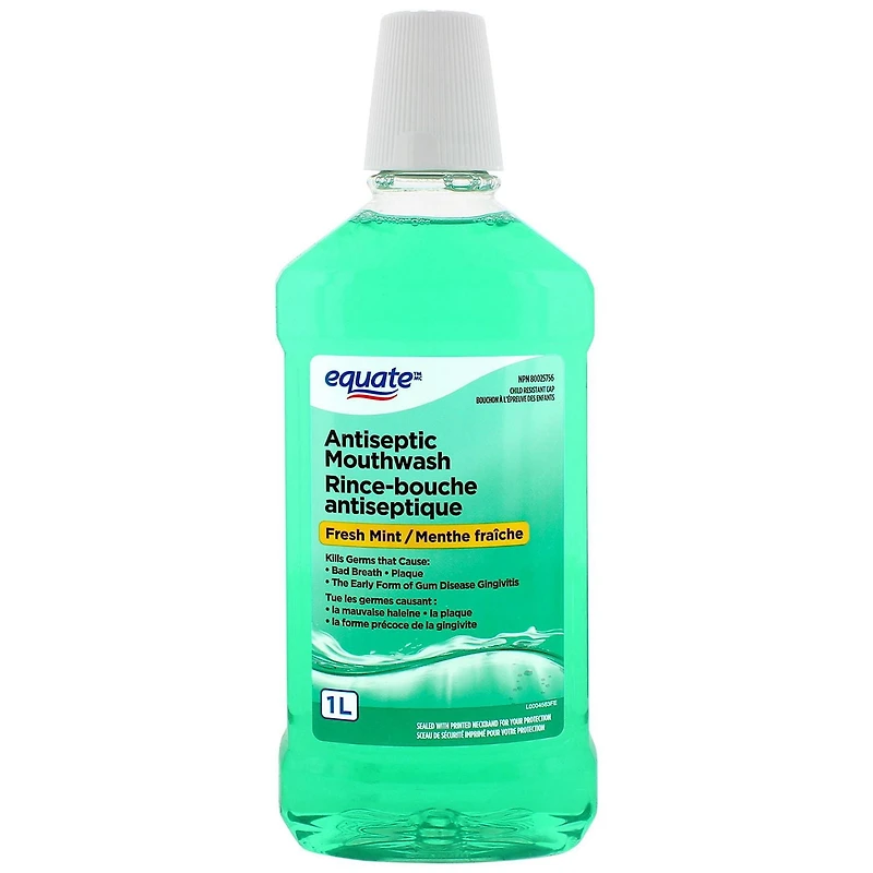 Equate Fresh Mint Antiseptic Mouthwash, 1 L