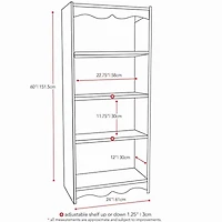 CorLiving Hawthorn 4-Tier Engineered Wood Adult Bookcase with 3 Adjustable Shelves
