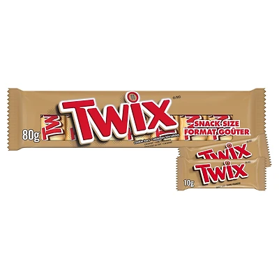 TWIX, tablettes biscuitées choc. et caramel, 8 formats goûter, 80g