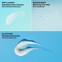Bubble Skincare Silky Season  Routine hydratante en 3 étapes, avec Soft Launch nettoyant facial, Bounce Back tonique , Slam Dunk crème hydratante visage