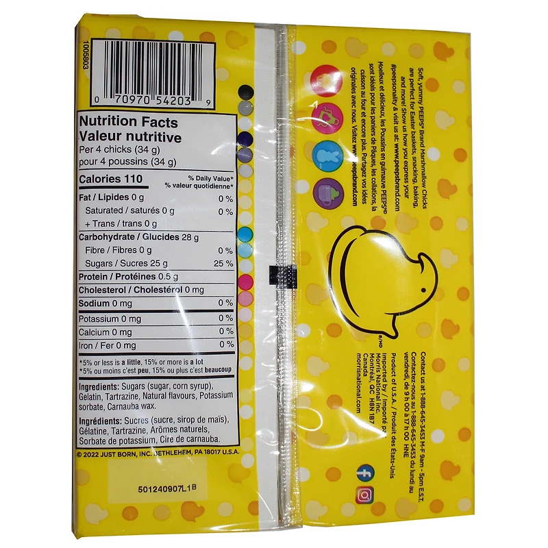 Peeps Yellow Marshmallow Chicks 10ct/85g Fat Free/Gluten Free