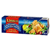Unico Solid light Tuna in Olive Oil 3x80g, 3 pack of 80 g