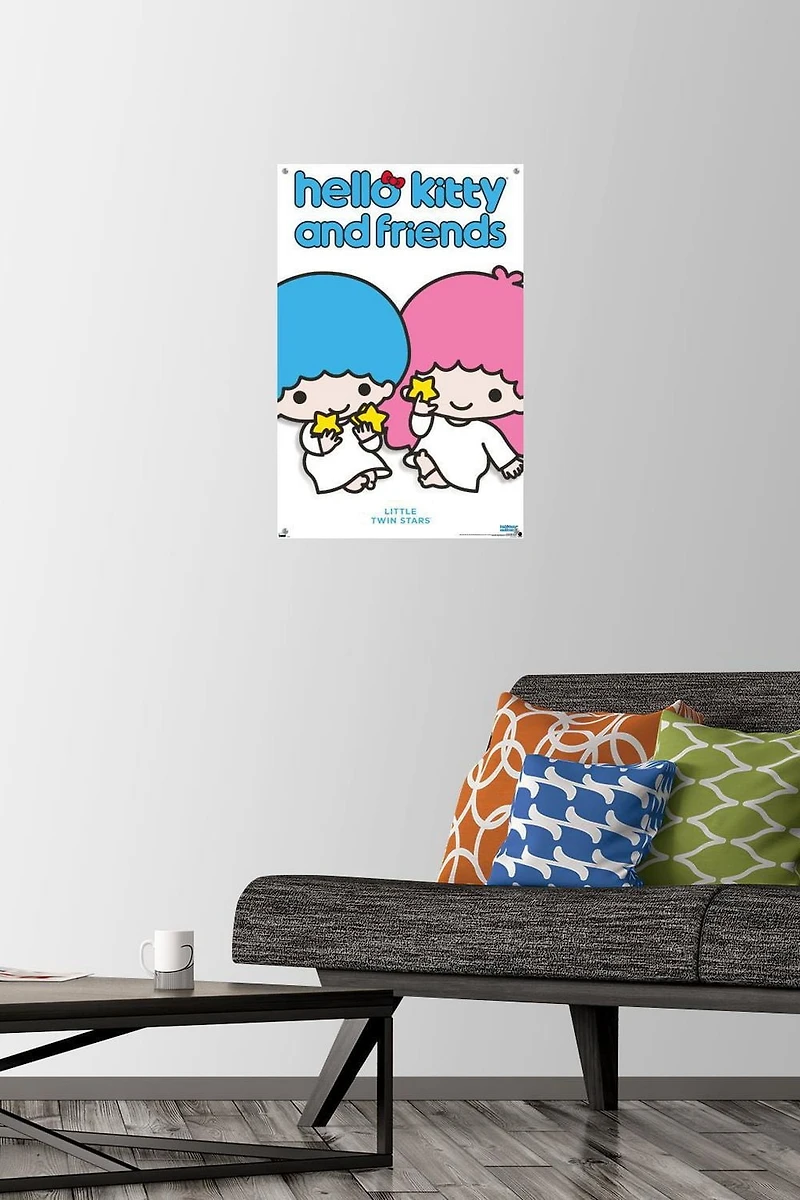 Hello Kitty and Friends: Hello - Little Twin Stars Feature Series Wall Poster with Pushpins, 22.375" x 34"