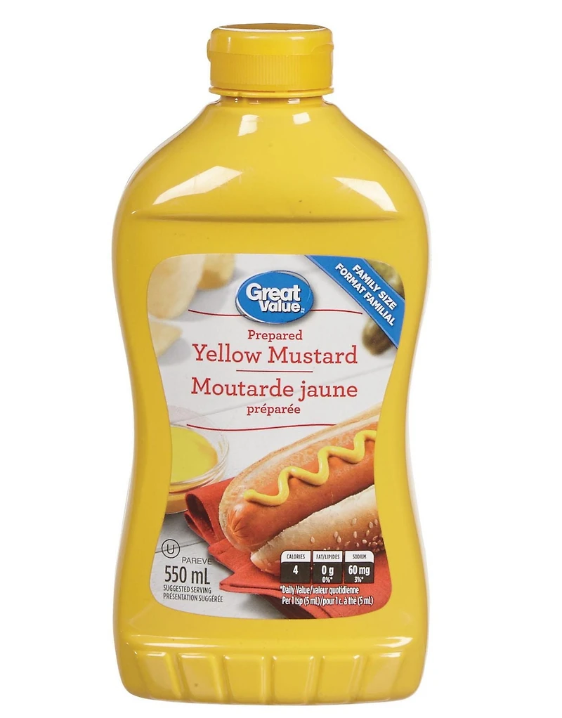 Moutarde jaune préparée Great Value 550 ml