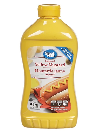 Moutarde jaune préparée Great Value 550 ml