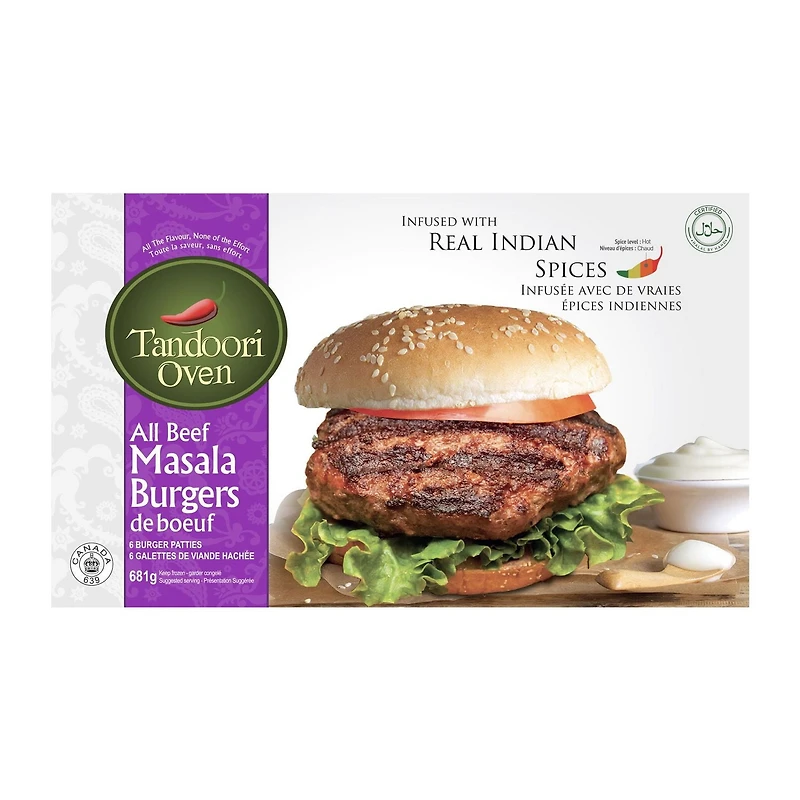 Tandoori Oven All Beef Halal Masala Burgers