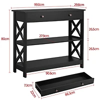 FullFurnique Versatile Entryway Table with 1 Drawer and 2 Open Shelves, Black