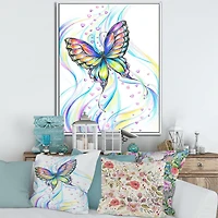 Designart Iridiscent Butterfly FLOAT FRAME WALL ART