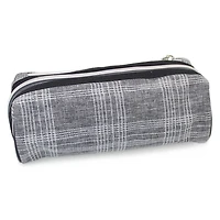 Pen+Gear Checked Pencil Pouch in Grey with White Stitched Pattern
