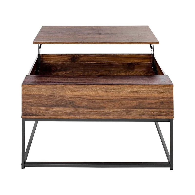 Homylin Table basse relevable de 39,4 pouces, table centrale industrielle avec compartiment de rangement caché pour le salon, petite pour la salle à manger, la réception, le bureau à domicile, brun ru
