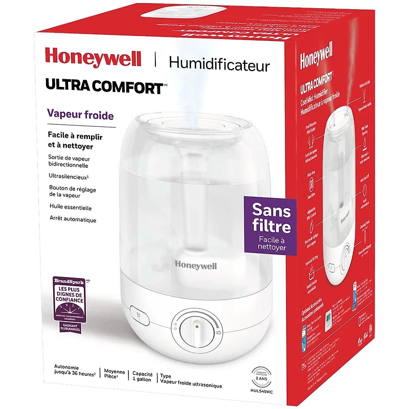Honeywell HUL545WC Ultra Comfortᵀᴹ Cool Mist Humidifier, Easy to Fill & Clean