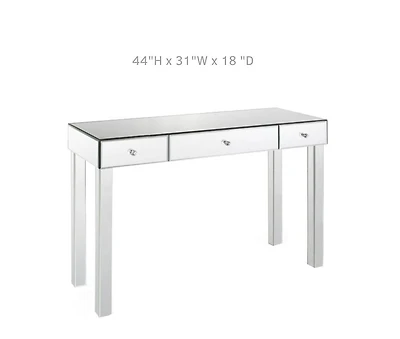 Console élégante à 3 tiroirs en miroir avec finition argentée sophistiquée – Table d'entrée chic et fonctionnelle.