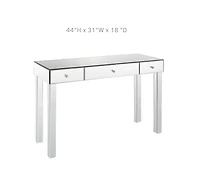 Console élégante à 3 tiroirs en miroir avec finition argentée sophistiquée – Table d'entrée chic et fonctionnelle.