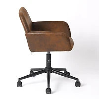 Homy Casa Kids Study Chair - Adjustable Height Swivel Task Chair with Armrests for Homework Play Room, Brown Faux Suede