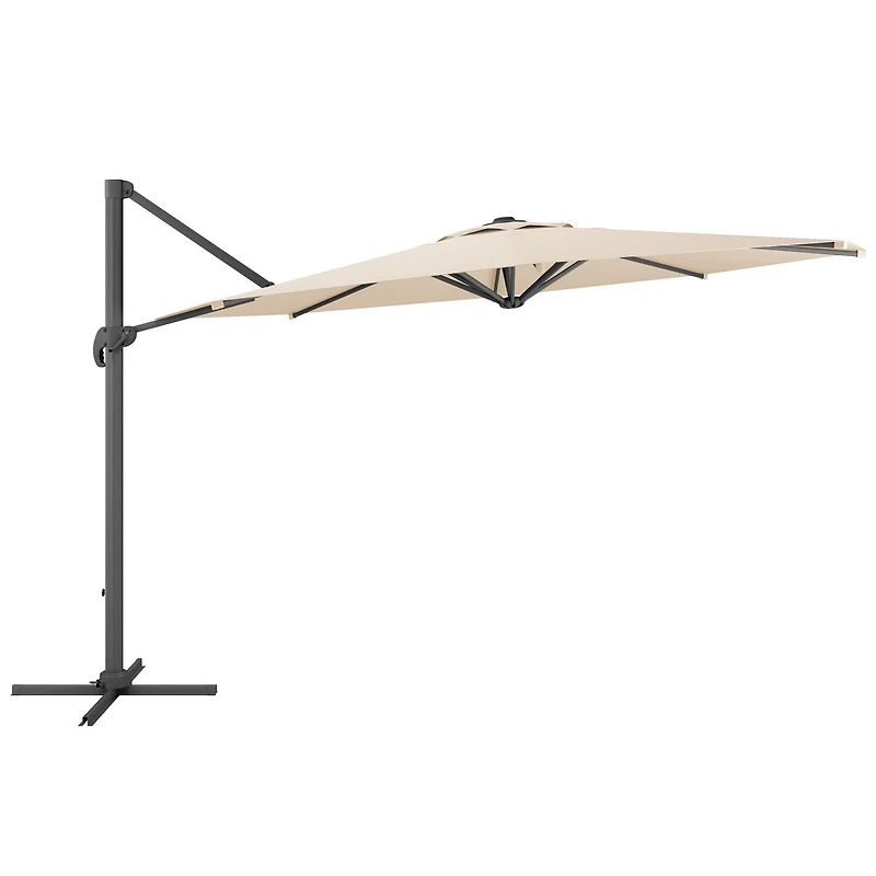 CorLiving 11.5ft Deluxe Durable Canopy Offset Titling & Rotating Patio Umbrella with Aluminum Frame