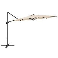 CorLiving 11.5ft Deluxe Durable Canopy Offset Titling & Rotating Patio Umbrella with Aluminum Frame