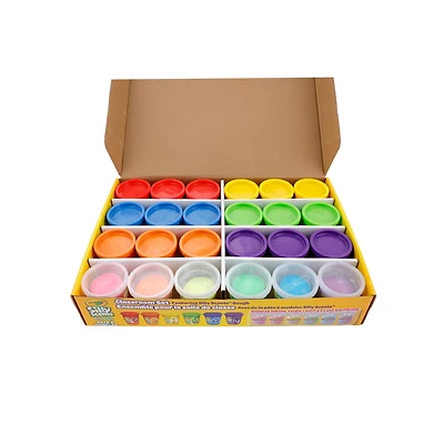 CRAYOLA Pâte à modeler Silly Scents pour la classe, paquet de 24 avec 6 pots néon.