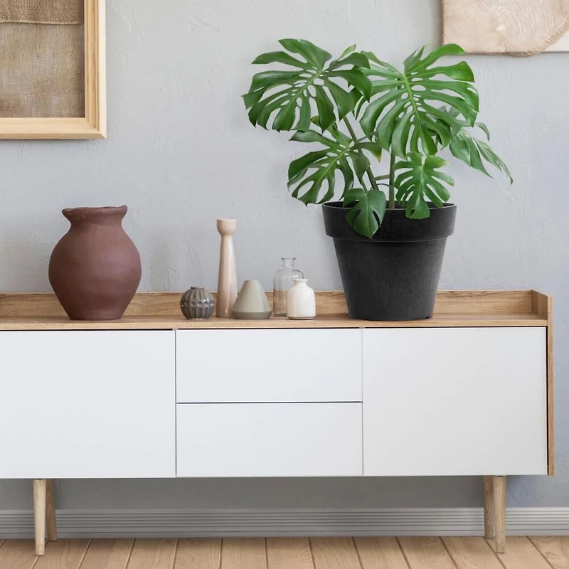 Tierra Verde 18" W x 16" H Baritone Self-Watering Recycled Planter - Black, Indoor/Outdoor