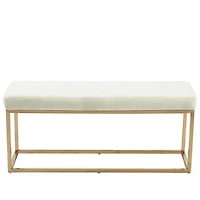 Heavenly Collection Beige Velvet Bench, Velvet Bench with Gold Stainless Steel, Stainless Steel Bench, Polished Bench, Velvet Bench, Gold Bench, Entryway Bench