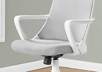 Monarch Specialties Chaise De Bureau, Hauteur Ajustable, Pivotant, Ergonomique, Appuis-bras, Bureau, Travail, Métal, Engrener, Blanc, Gris, Contemporain, Moderne