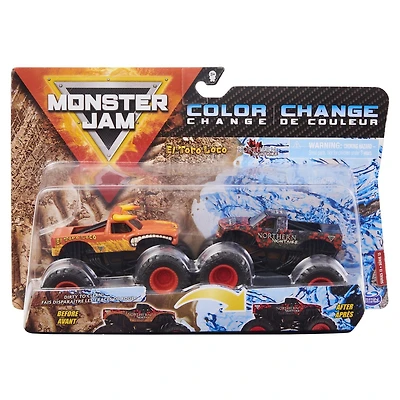 Monster Jam, Official El Toro Loco vs. Northern Nightmare Color-Changing Die-Cast Monster Trucks, 1:64 Scale