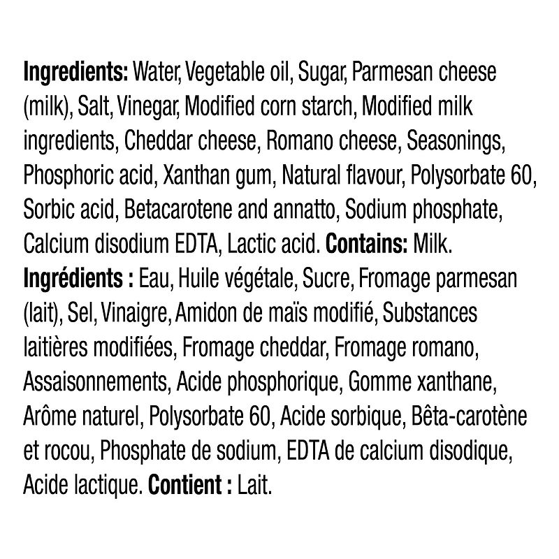 Vinaigrette Ranch Aux Trois Fromages, Bouteille KRAFT VIN. RANCH TROIS FROMAGE 425M