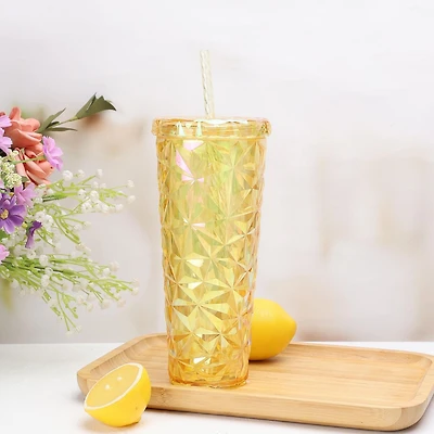 Mainstays Blue Plastic Prismic Textured Tumbler 27 Ounces, 1pc