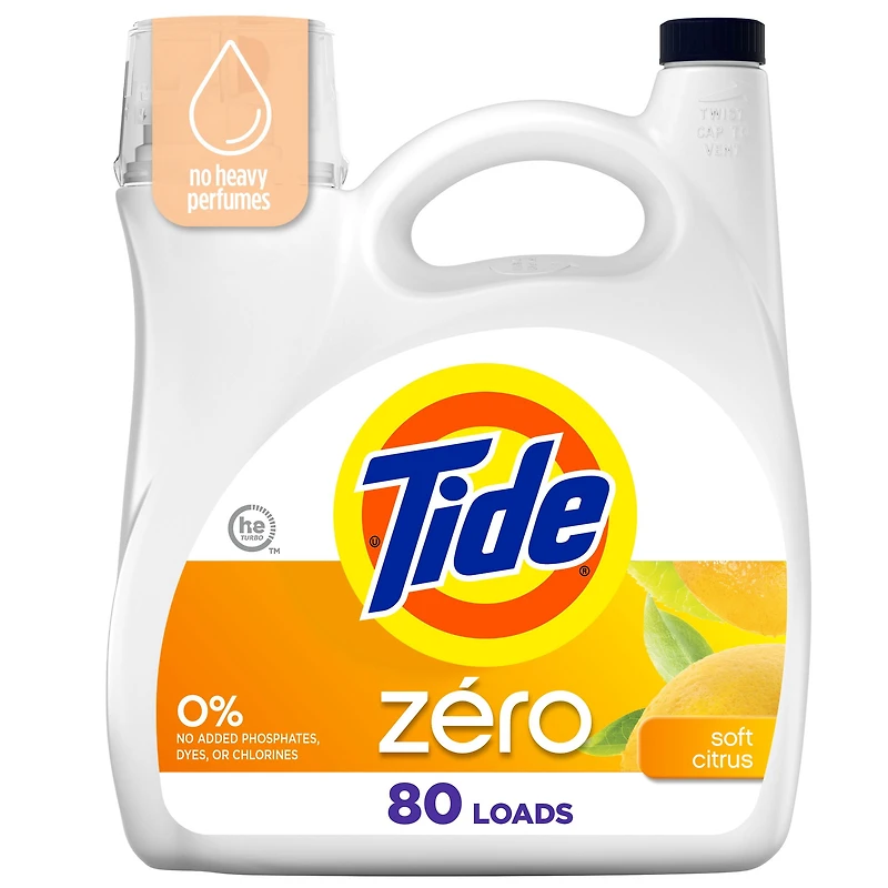 Détergent à lessive liquide Tide Zero, parfum Agrumes doux, technologie CleanScent 3.1L
