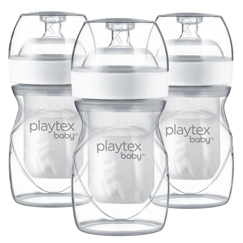 Playtex Baby® Anti-Colic, Reduce Gas, Air Free Nurser Bottle with 15 Pre-Sterilized Disposable Drop-Ins Liners, Closer to Breastfeeding, 4oz Bottles, 3 Count