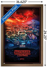 Netflix Stranger Things: Season 4 - Hawkins, Indiana Wall Poster, 22.375" x 34" Framed