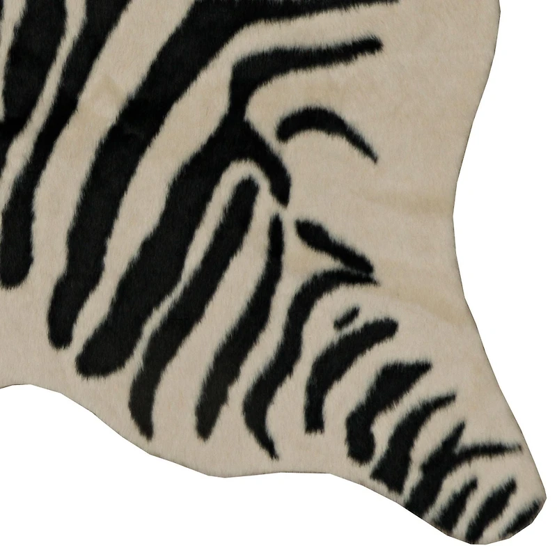 Faux Cowhide Mini Ivory & Black Zebra Accent Rug