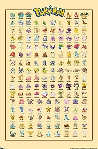 Pokémon - Kanto Grid Wall Poster, 22.375" x 34"