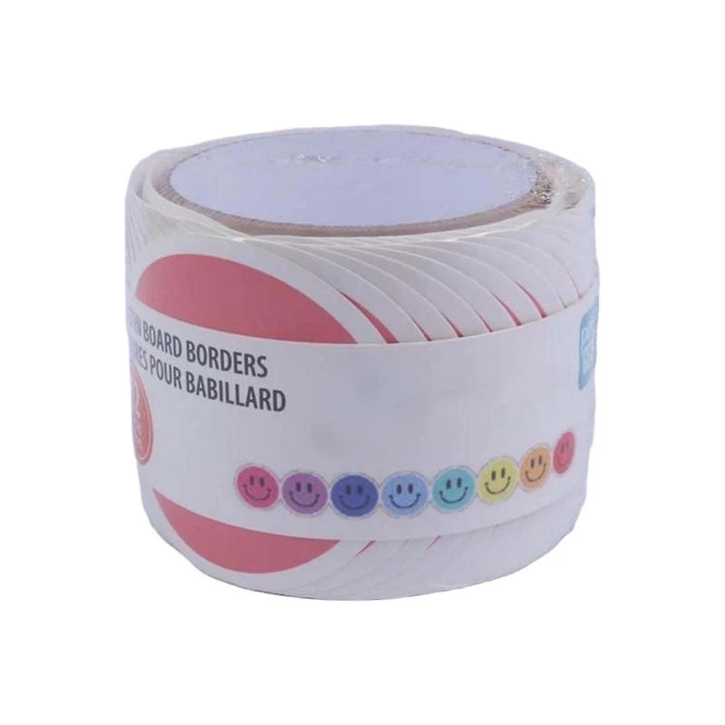 Pen+Gear Bulletin Board Borders, Rainbow Smiley Face, 12 Count