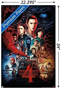 Netflix Stranger Things: Saison 4 – Une feuille 22,375" x 34" Affiche Murale avec Cadre Magnétique en Bois de Hêtre, par Trends International