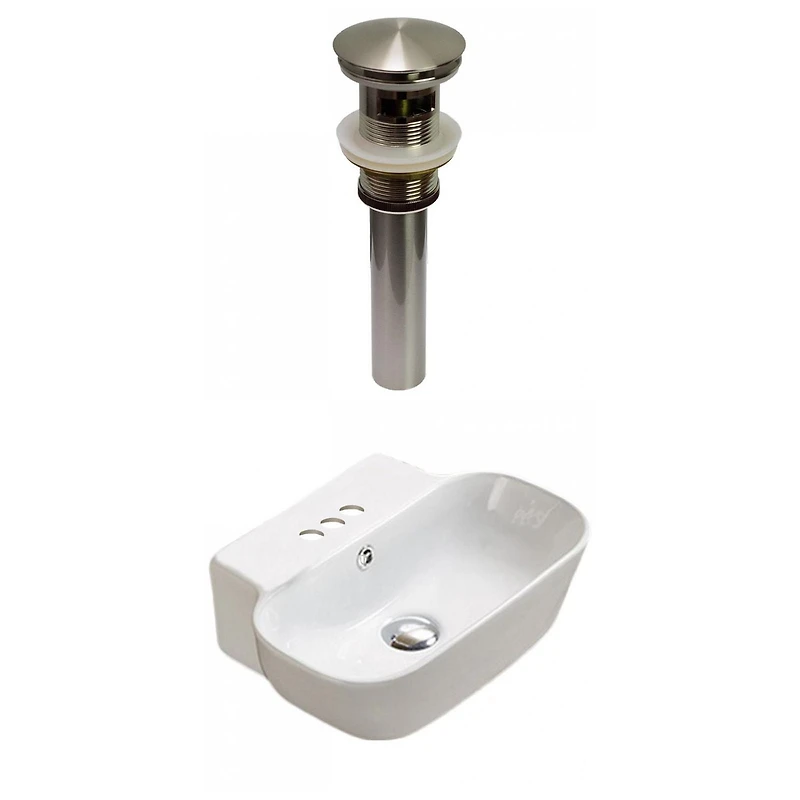 American Imaginations 16.34-in. W Above Counter White Bathroom Vessel Sink Set For 3H4-in. Center Faucet AI-33445