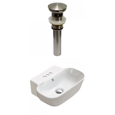 American Imaginations 16.34-in. W Above Counter White Bathroom Vessel Sink Set For 3H4-in. Center Faucet AI-33445