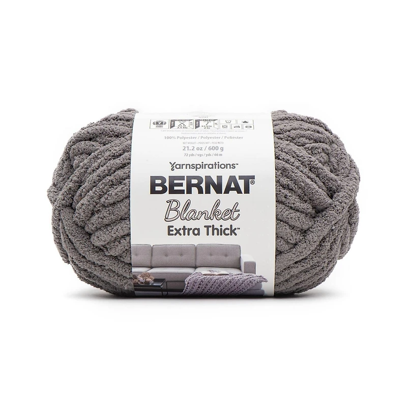 Bernat® Blanket Extra Thick™ #7 Jumbo Polyester Yarn, Dark Gray 21.2oz/600g 72 Yards