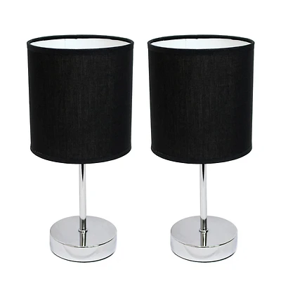 Simples Conceptions Mini lampe de table de base chromée avec abat-jour en tissu 2 ensembles de paquets