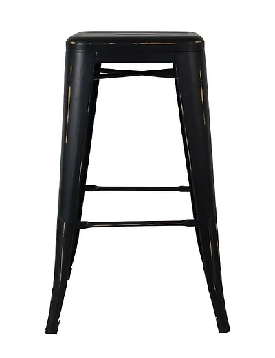 Tabouret antique avec cadre en métal massif noir, comptoir 26"H, chaise tabouret idéale pour comptoir d'îlot de cuisine. (lot de 2)
