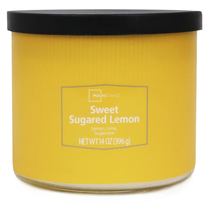 Bougie parfumée Mainstays à 3 mèches, enveloppée texturée Citron sucré, 14 oz MAINSTAYS PL CITRON SUCRÉ