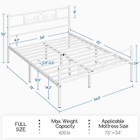 Fullfurnique Metal Platform Bed Frame with Scroll Headboard and Footboard, Twin, White