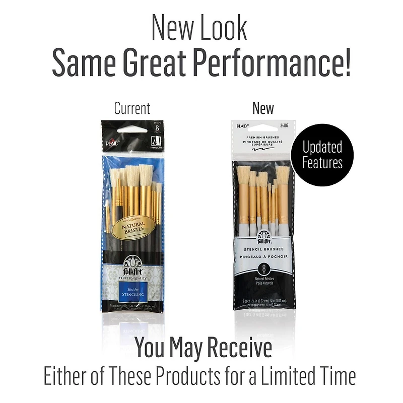FolkArt Short Handle Stencil Paint Brush Set, 8 piece stencil paint brushes