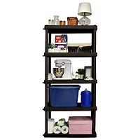 Hyper Tough Plastic Shelves Garage Storage Shelving Unit 5-Tier 73.80"H x 17.75"D x 36"W Black-750 lb Total Capacity Made In Canada
