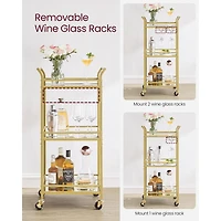 Boutique Home Tempered Glass Gold Bar Serving Cart