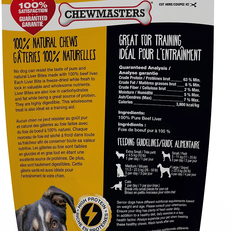 Chewmasters Freeze Dried Beef Liver Bites 500g - Dog Treats