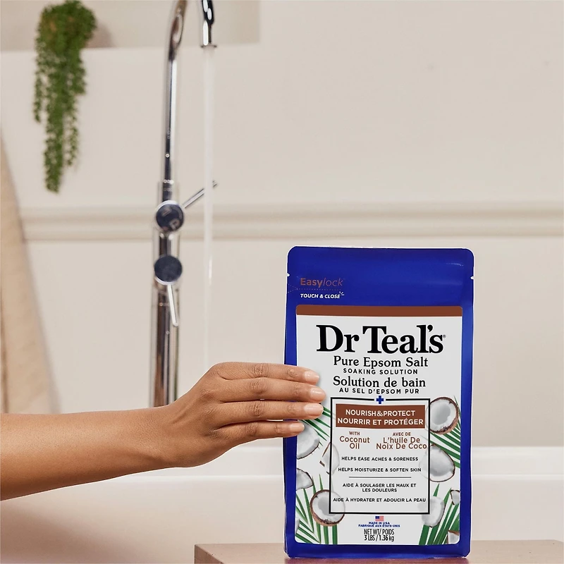 Dr Teal's Pure Epsom Salt Soak, Nourish & Protect with Coconut Oil, 1.36 kg