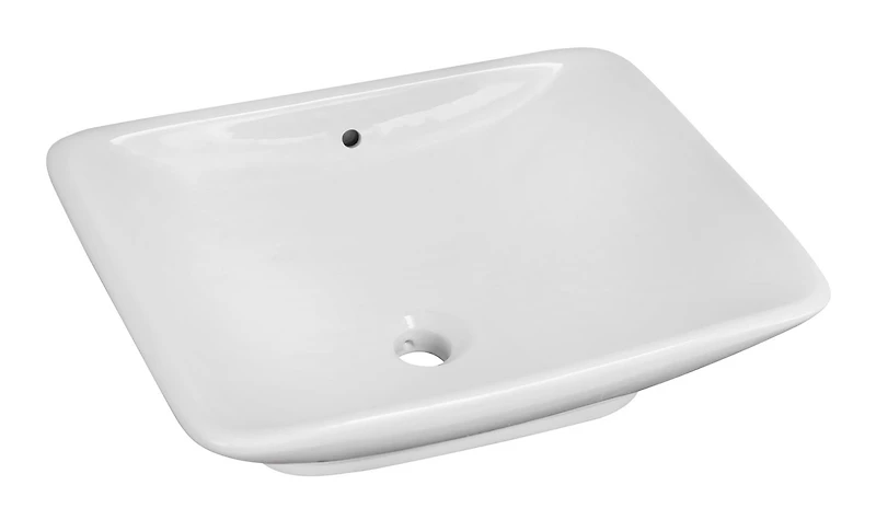 American Imaginations -in. W Above Counter White Bathroom Vessel Sink Set For Deck Mount Drilling AI