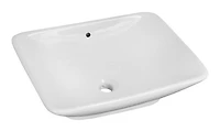 American Imaginations -in. W Above Counter White Bathroom Vessel Sink Set For Deck Mount Drilling AI