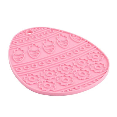 Sous-plat en silicone Way to Celebrate, en forme d’oeuf de Pâques, Rose
